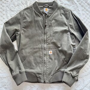 Carhartt Crawford Bomber Jacket Size Small Basil Sage Green Canvas Cotton
